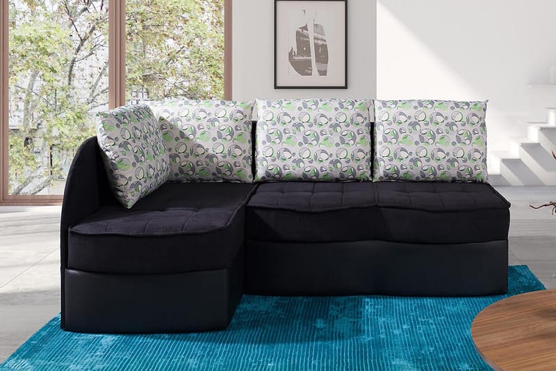 FRESTELSENS Bäddsoffa 203x143x79 cm - Svart/Röd/Vit - Möbler - Vardagsrum - Bäddsoffor