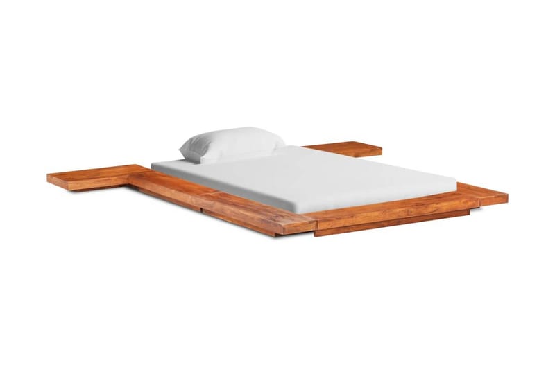 Japansk futonsängram massivt akaciaträ 90x200 cm - Brun - Futon säng