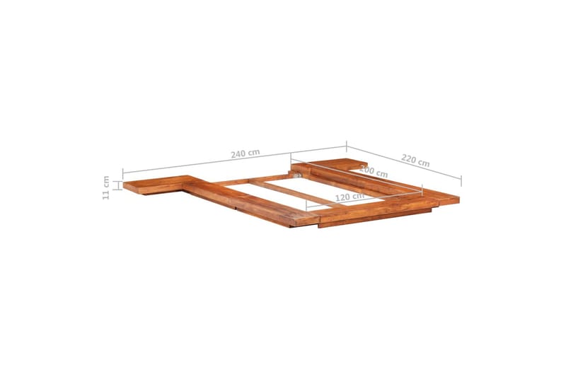 Japansk futonsängram massivt akaciaträ 90x200 cm - Brun - Futon säng