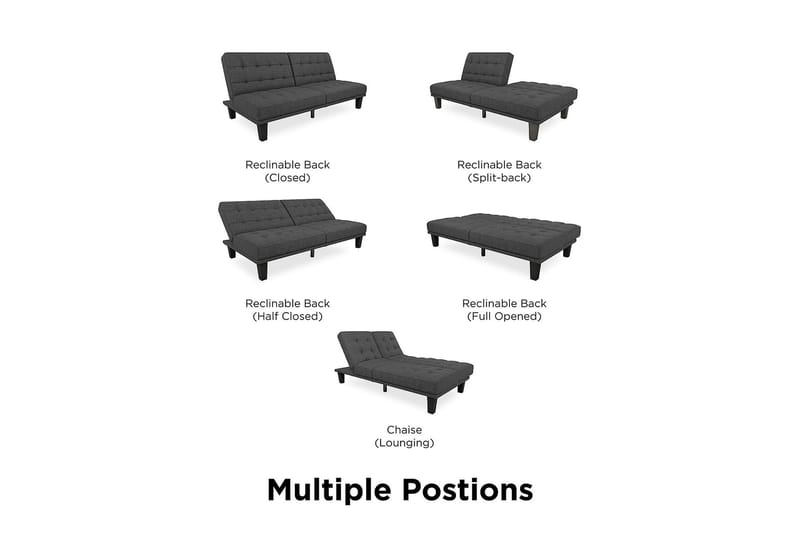 DEXTER Futon Grå - Dorel Home - Möbler - Vardagsrum - Bäddsoffor - Futon - Futon soffa