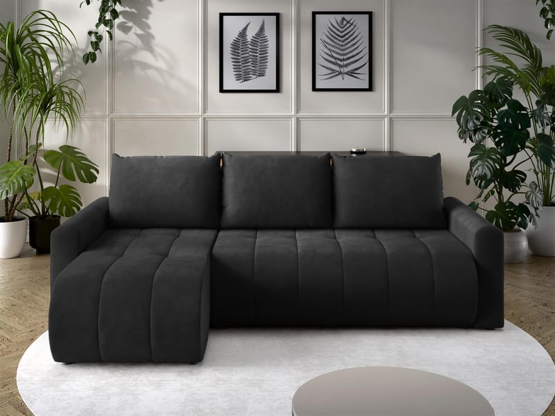 Fynrican 3-sits Bäddsoffa med divan - svart - Möbler - Vardagsrum - Bäddsoffor - Hörnbäddsoffa