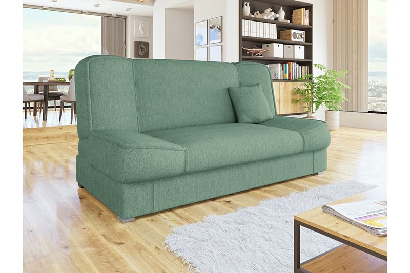 Gabi 4-sits Längsbäddad Bäddsoffa 175x80x80 cm med Förvaring i Tyg - Grön - Möbler - Vardagsrum - Bäddsoffor - 4-sits bäddsoffa