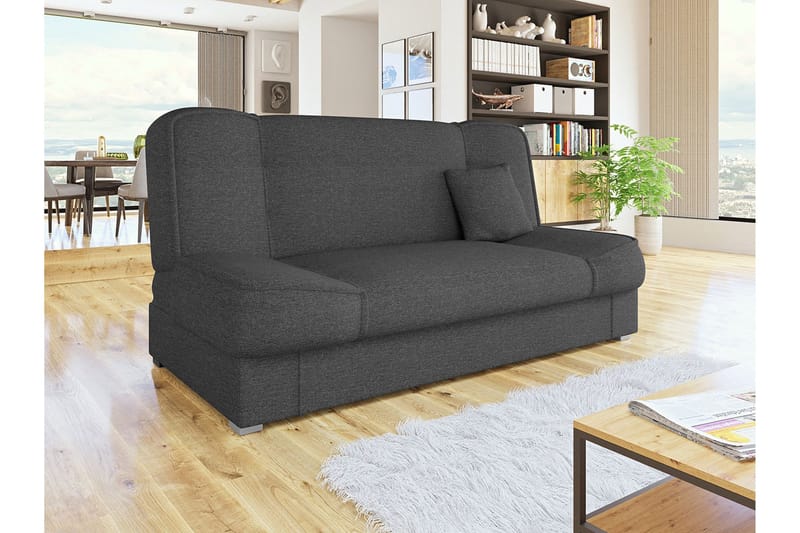 Gabi 4-sits Längsbäddad Bäddsoffa 175x80x80 cm med Förvaring i Tyg - Svart - Möbler - Vardagsrum - Bäddsoffor - 4-sits bäddsoffa