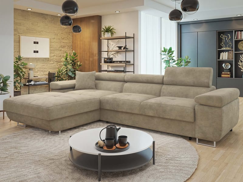 Gabina 3-sits Bäddsoffa med divan - beige - Möbler - Vardagsrum - Bäddsoffor - Hörnbäddsoffa