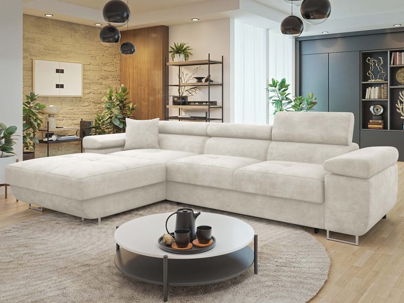 Gabina 3-sits Bäddsoffa med divan - beige - Möbler - Vardagsrum - Bäddsoffor - Hörnbäddsoffa