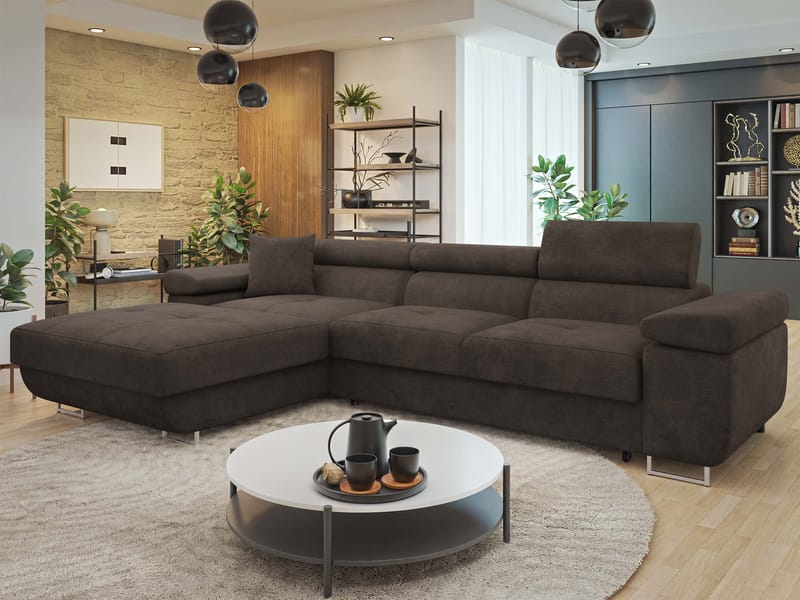 Gabina 3-sits Bäddsoffa med divan - brun - Möbler - Vardagsrum - Bäddsoffor - Hörnbäddsoffa