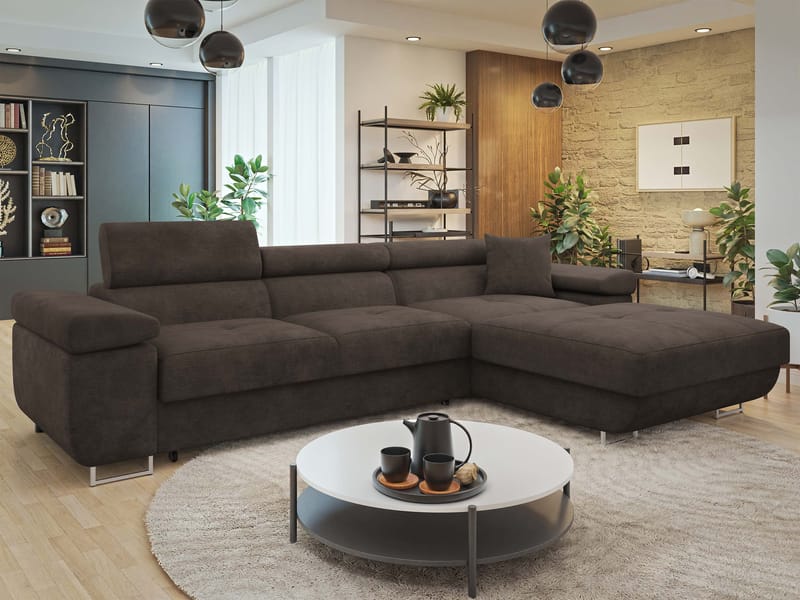 Gabina 3-sits Bäddsoffa med divan - brun - Möbler - Vardagsrum - Bäddsoffor