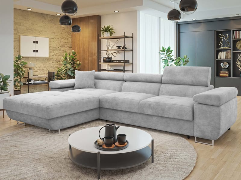 Gabina 3-sits Bäddsoffa med divan - grå - Möbler - Vardagsrum - Bäddsoffor - Hörnbäddsoffa