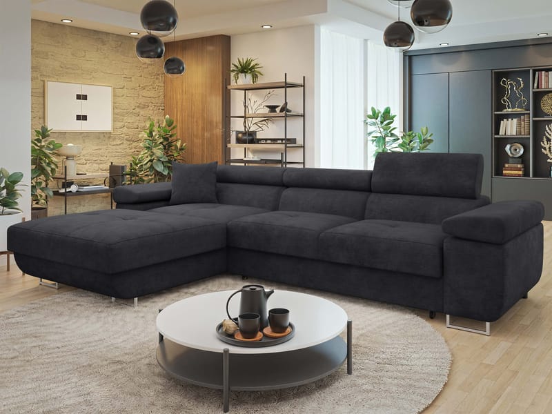 Gabina 3-sits Bäddsoffa med divan - svart - Möbler - Vardagsrum - Bäddsoffor - Hörnbäddsoffa
