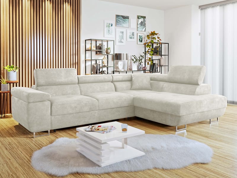 Gabina 4-sits Bäddsoffa med schäslong - beige - Möbler - Vardagsrum - Bäddsoffor