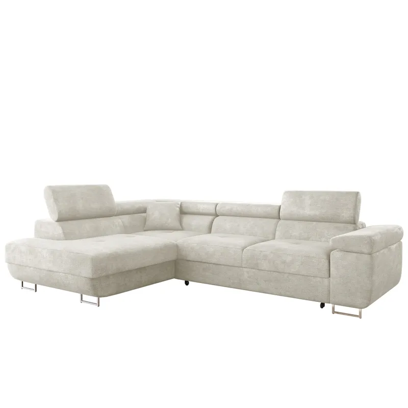 Gabina 4-sits Bäddsoffa med schäslong - beige - Möbler - Vardagsrum - Bäddsoffor - Hörnbäddsoffa