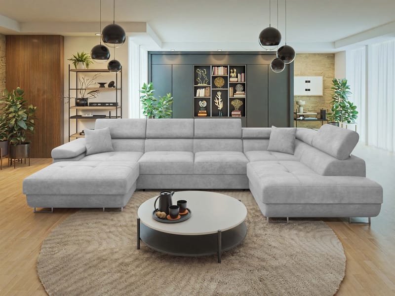 Gabina 5-sits U-formad bäddsoffa med divan och schäslong - grå - Möbler - Vardagsrum - Bäddsoffor - Hörnbäddsoffa