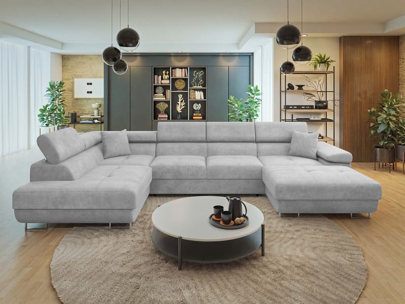 Gabina 5-sits U-formad bäddsoffa med divan och schäslong - grå - Möbler - Vardagsrum - Bäddsoffor - Hörnbäddsoffa