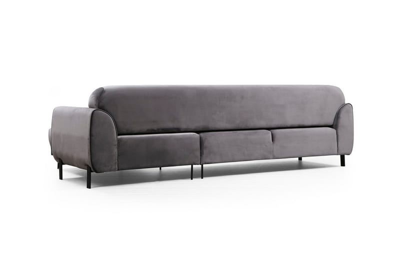 Gajanejos 3-sits Höger L-formad Bäddsoffa med Divan i Sammet - Grå - Möbler - Vardagsrum - Bäddsoffor