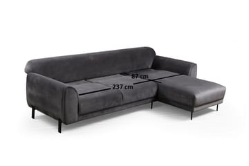 Gajanejos 3-sits Höger L-formad Bäddsoffa med Divan i Sammet - Grå - Möbler - Vardagsrum - Bäddsoffor