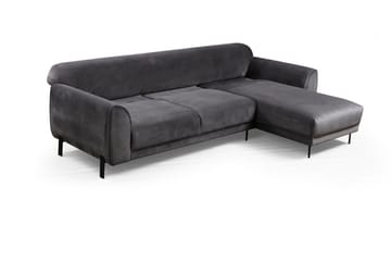 Gajanejos 3-sits Höger L-formad Bäddsoffa med Divan i Sammet - Grå - Möbler - Vardagsrum - Bäddsoffor
