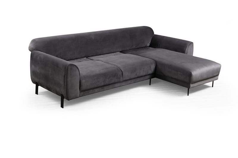 Gajanejos 3-sits Höger L-formad Bäddsoffa med Divan i Sammet - Grå - Möbler - Vardagsrum - Bäddsoffor