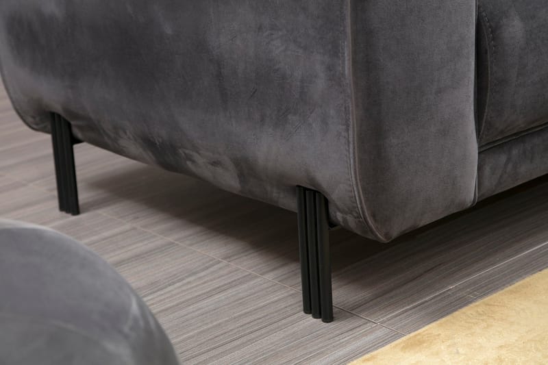 Gajanejos 3-sits Höger L-formad Bäddsoffa med Divan i Sammet - Grå - Möbler - Vardagsrum - Bäddsoffor