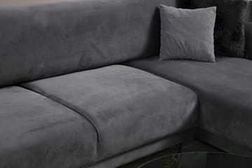 Gajanejos 3-sits Höger L-formad Bäddsoffa med Divan i Sammet - Grå - Möbler - Vardagsrum - Bäddsoffor