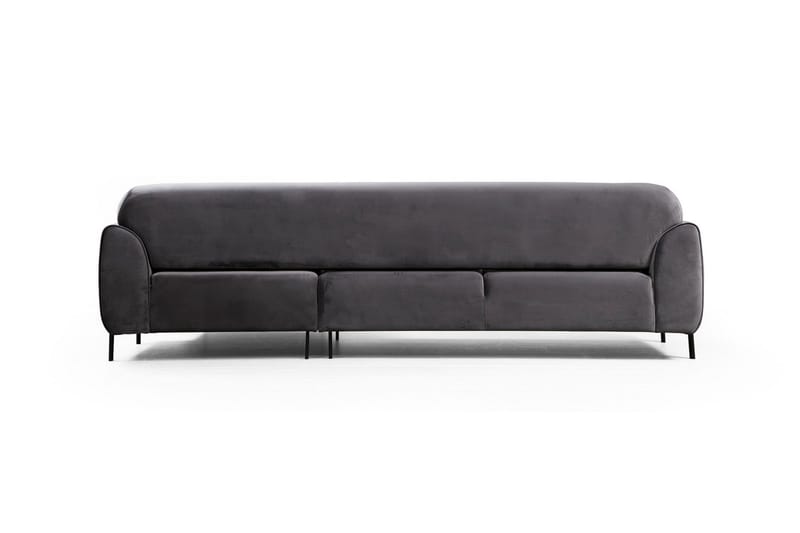Gajanejos 3-sits Höger L-formad Bäddsoffa med Divan i Sammet - Grå - Möbler - Vardagsrum - Bäddsoffor