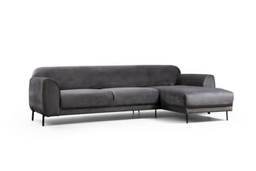Gajanejos 3-sits Höger L-formad Bäddsoffa med Divan i Sammet - Grå - Möbler - Vardagsrum - Bäddsoffor