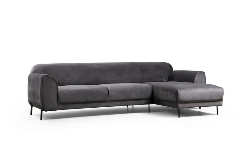 Gajanejos 3-sits Höger L-formad Bäddsoffa med Divan i Sammet - Grå - Möbler - Vardagsrum - Bäddsoffor