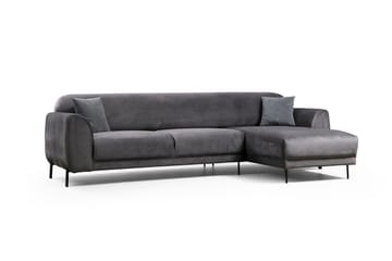 Gajanejos 3-sits Höger L-formad Bäddsoffa med Divan i Sammet - Grå - Möbler - Vardagsrum - Bäddsoffor