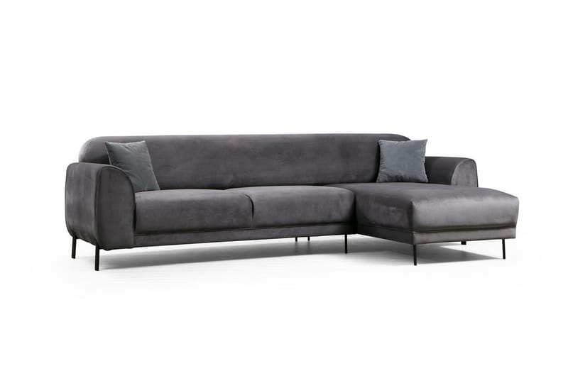 Gajanejos 3-sits Höger L-formad Bäddsoffa med Divan i Sammet - Grå - Möbler - Vardagsrum - Bäddsoffor