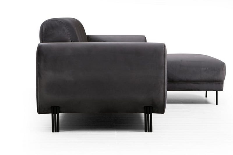Gajanejos 3-sits Höger L-formad Bäddsoffa med Divan i Sammet - Grå - Möbler - Vardagsrum - Bäddsoffor