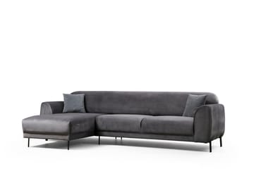 Gajanejos 3-sits Vänster L-formad Bäddsoffa med Divan i Sammet - Antracit - Möbler - Vardagsrum - Bäddsoffor