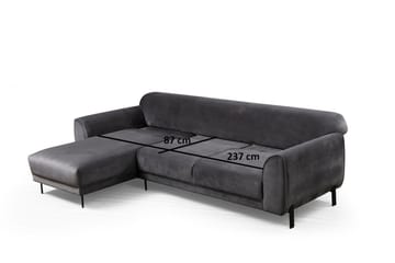 Gajanejos 3-sits Vänster L-formad Bäddsoffa med Divan i Sammet - Antracit - Möbler - Vardagsrum - Bäddsoffor