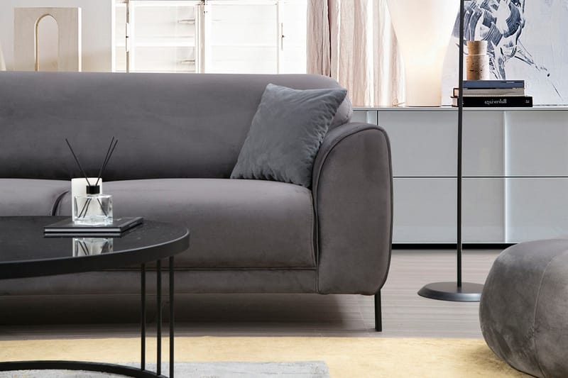 Gajanejos 3-sits Vänster L-formad Bäddsoffa med Divan i Sammet - Antracit - Möbler - Vardagsrum - Bäddsoffor