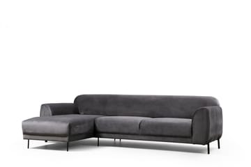 Gajanejos 3-sits Vänster L-formad Bäddsoffa med Divan i Sammet - Antracit - Möbler - Vardagsrum - Bäddsoffor