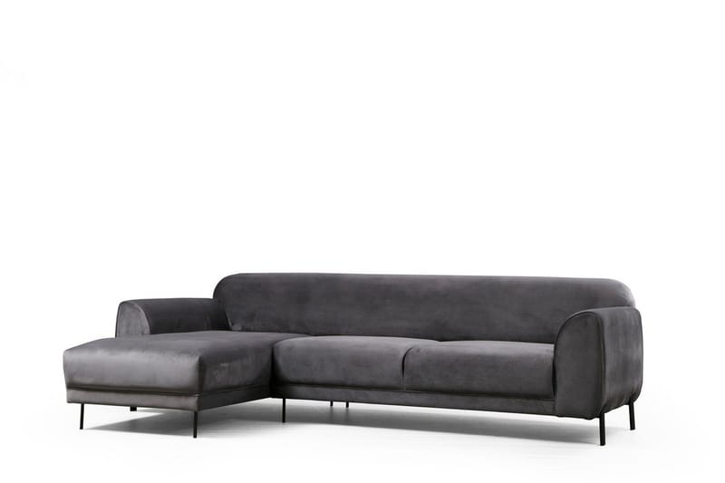 Gajanejos 3-sits Vänster L-formad Bäddsoffa med Divan i Sammet - Antracit - Möbler - Vardagsrum - Bäddsoffor
