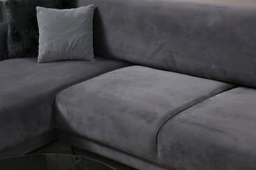 Gajanejos 3-sits Vänster L-formad Bäddsoffa med Divan i Sammet - Antracit - Möbler - Vardagsrum - Bäddsoffor