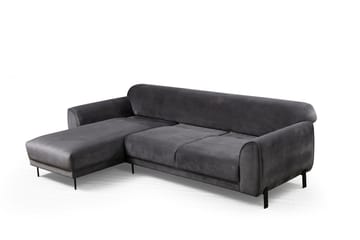 Gajanejos 3-sits Vänster L-formad Bäddsoffa med Divan i Sammet - Antracit - Möbler - Vardagsrum - Bäddsoffor