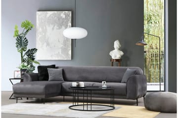 Gajanejos 3-sits Vänster L-formad Bäddsoffa med Divan i Sammet - Antracit - Möbler - Vardagsrum - Bäddsoffor