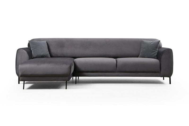 Gajanejos 3-sits Vänster L-formad Bäddsoffa med Divan i Sammet, Antracit