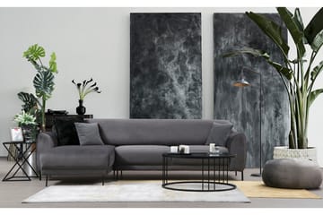 Gajanejos 3-sits Vänster L-formad Bäddsoffa med Divan i Sammet - Antracit - Möbler - Vardagsrum - Bäddsoffor