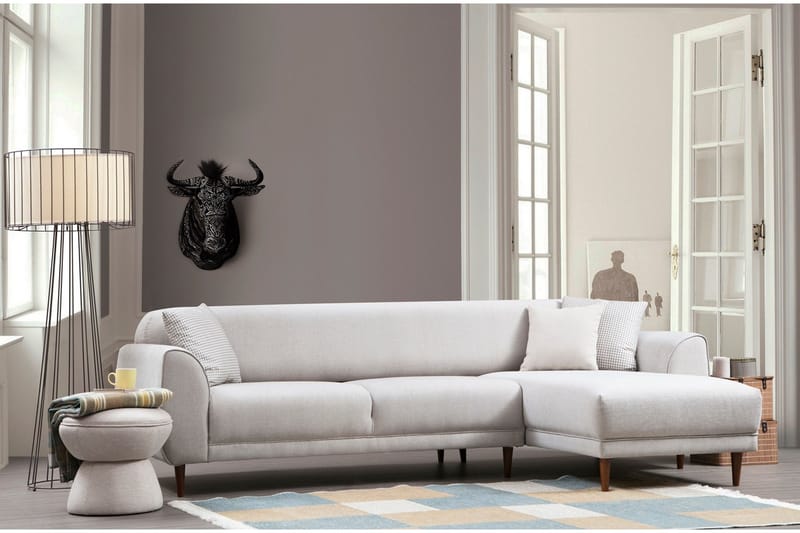 Gajanejos 5-sits Högervänd L-formad Bäddsoffa 87x237 cm i Tyg - Beige - Möbler - Vardagsrum - Bäddsoffor
