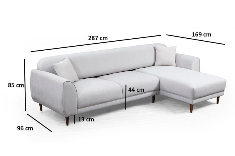 Gajanejos 5-sits Högervänd L-formad Bäddsoffa 87x237 cm i Tyg - Beige - Möbler - Vardagsrum - Bäddsoffor