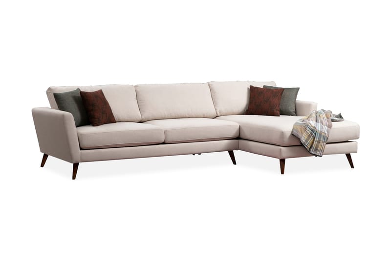 Gajanejos 5-sits Högervänd L-formad Bäddsoffa 93x273 cm i Tyg, Gräddvit