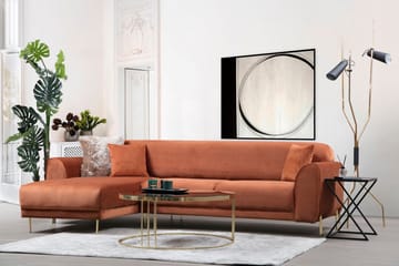 Gajanejos Vänstervänd Divanbäddsoffa 87x237 cm i Sammet - Terracotta - Möbler - Vardagsrum - Bäddsoffor
