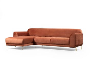 Gajanejos Vänstervänd Divanbäddsoffa 87x237 cm i Sammet - Terracotta - Möbler - Vardagsrum - Bäddsoffor