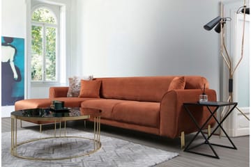 Gajanejos Vänstervänd Divanbäddsoffa 87x237 cm i Sammet - Terracotta - Möbler - Vardagsrum - Bäddsoffor