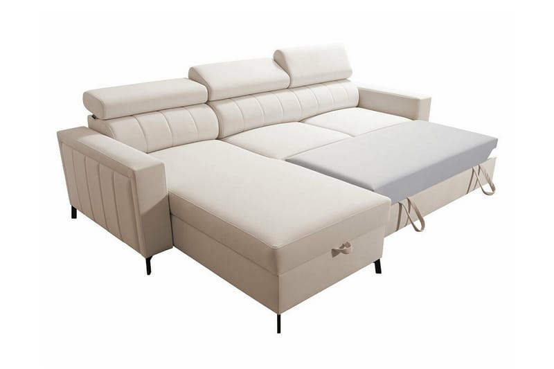 Galbally 3-sits Hörnbäddsoffa Beige Creme - Möbler - Vardagsrum - Bäddsoffor - Hörnbäddsoffa