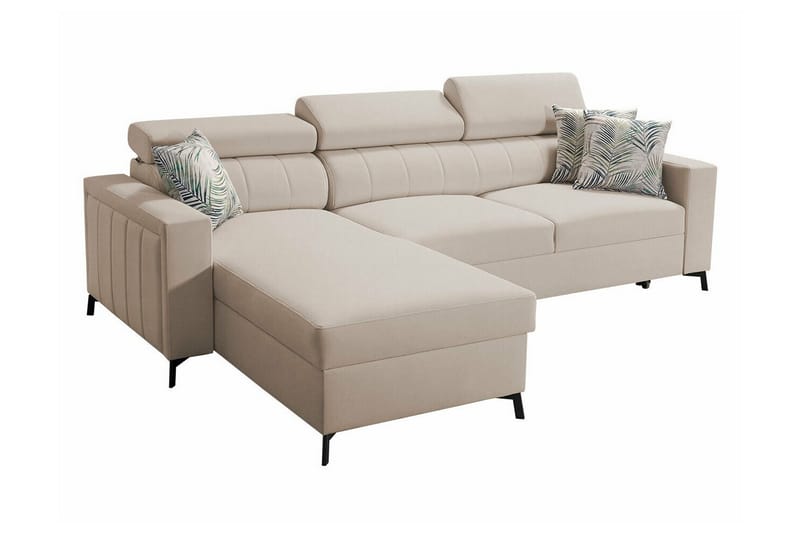 Galbally 3-sits Hörnbäddsoffa Beige Creme - Möbler - Vardagsrum - Bäddsoffor - Hörnbäddsoffa