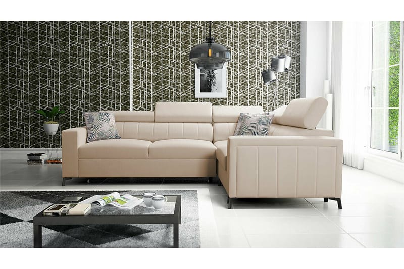 Galbally 3-sits Hörnbäddsoffa beige - Möbler - Vardagsrum - Bäddsoffor - Hörnbäddsoffa