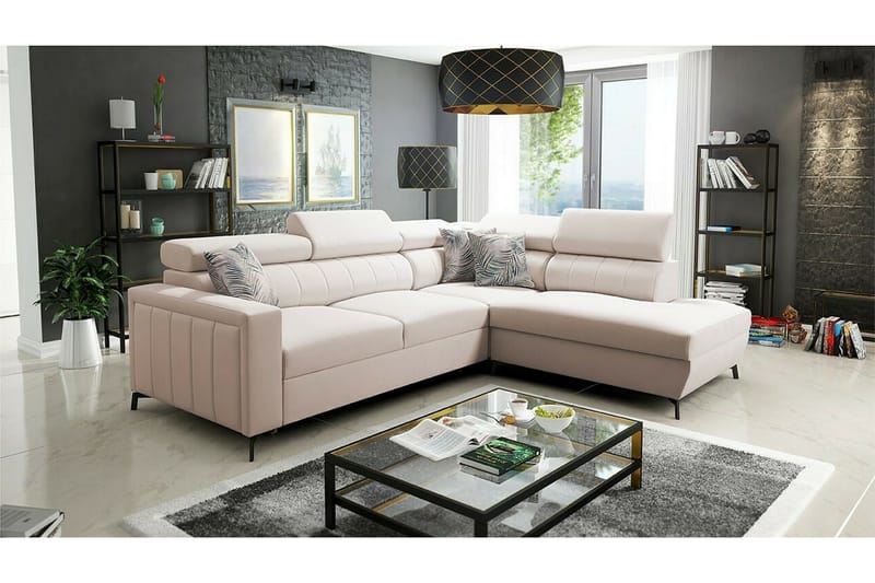Galbally 3-sits Hörnbäddsoffa Beige - Möbler - Vardagsrum - Bäddsoffor - Hörnbäddsoffa