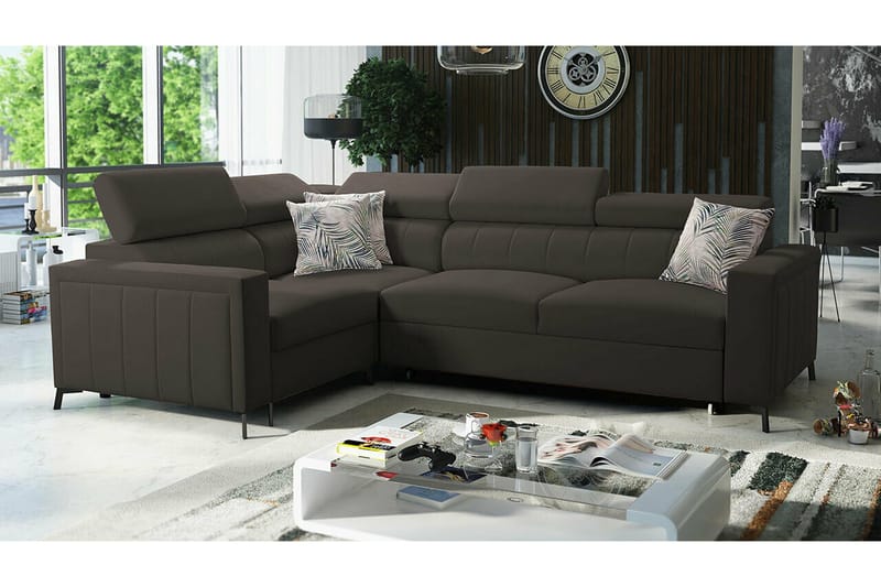 Galbally 3-sits Hörnbäddsoffa Dark brown - Möbler - Vardagsrum - Bäddsoffor - Hörnbäddsoffa